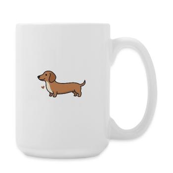 Dackel Herz Illustration - Große Tasse 440 ml - Weiß - Rechts