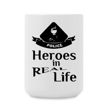 Heroes in Real Life (Polizei) Geschenk - Große Tasse 440 ml - Weiß - Vorne