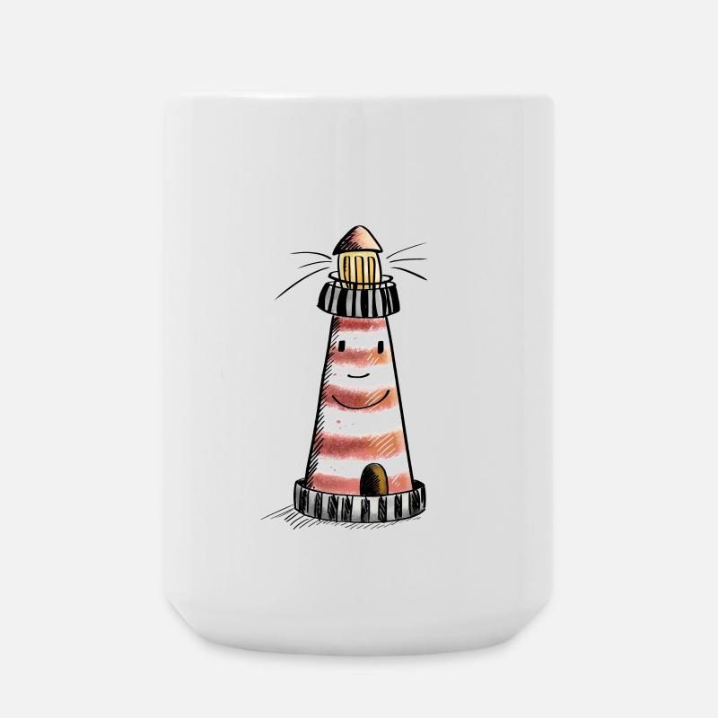 Lustiger Nordsee Leuchtturm Comic - Große Tasse 440 ml - Weiß