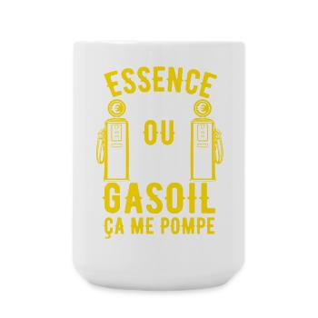 Essence ou Gasoil ça me pompe - Grande tasse 440 ml - blanc - Devant
