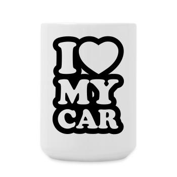 I love my car - Ich liebe mein Auto - Große Tasse 440 ml - Weiß - Vorne