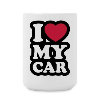 I love my car - Ich liebe mein Auto - Große Tasse 440 ml - Weiß - Vorne