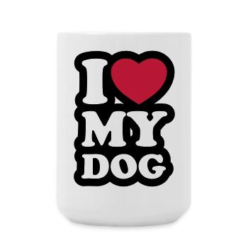 I love my dog - Ich liebe meinen Hund - Große Tasse 440 ml - Weiß - Vorne