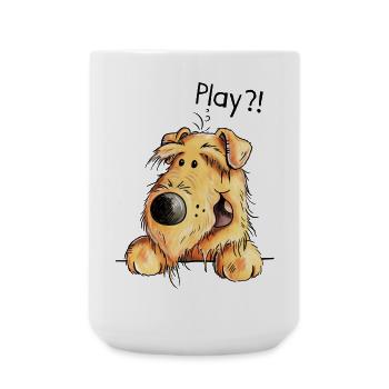 Verspielter Airedale Terrier - Welsh Terrier - Dog - Große Tasse 440 ml - Weiß - Vorne
