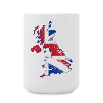 Union Jack UK Karten-Kunst-Overlay - Große Tasse 440 ml - Weiß - Vorne