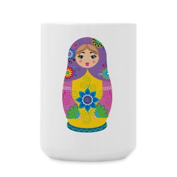 Matrjoschka / Matryoshka / Matreschka / Matroshka - Große Tasse 440 ml - Weiß - Vorne