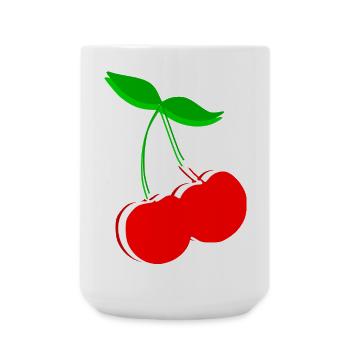 Cherry Retro Fruit Fruit Gift Gift Idea - Large Mug 440 ml - white - Front