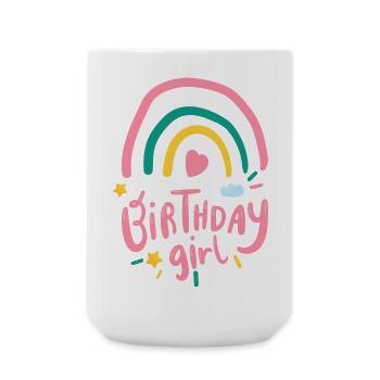 Pastel Rainbow Birthday Girl - Large Mug 440 ml - white - Front