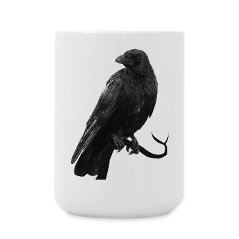 kolkrabe, Vögel, gothic design, für Papa - Große Tasse 440 ml - Weiß - Vorne