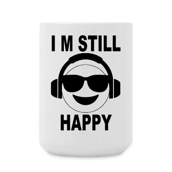 I’m Still Happy – Smiley Headphones Design - Große Tasse 440 ml - Weiß - Vorne
