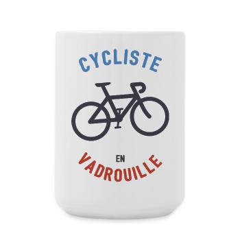 Radfahrer im Mopp - Große Tasse 440 ml - Weiß - Vorne