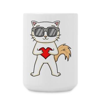 Turkish van with sunglasses and heart - Large Mug 440 ml - white - Front