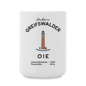 Leuchtturm Insel Greifswalder Oie, Ostsee - Große Tasse 440 ml - Weiß - Vorne
