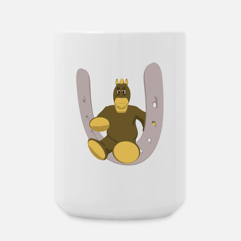 Horse with horseshoe - Large Mug 440 ml - white