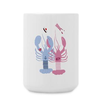 Bretagne - Homards bleu et rose - Grande tasse 440 ml - blanc - Devant