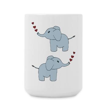 elefanten doppelt - Große Tasse 440 ml - Weiß - Vorne