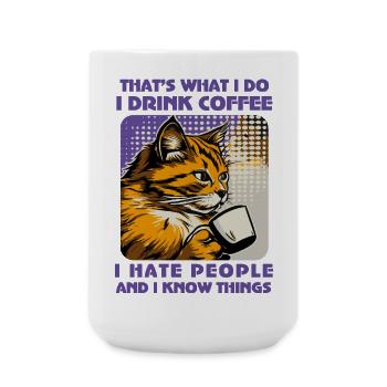 Caffeine-Powered Cat Lover - Large Mug 440 ml - white - Front