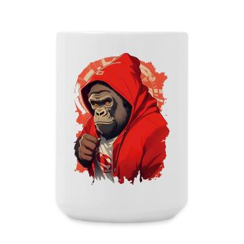 Gorilla with red hoody - Large Mug 440 ml - white - Front