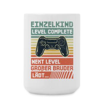 Einzelkind Level komplett Großer Bruder Gamer - Große Tasse 440 ml - Weiß - Vorne