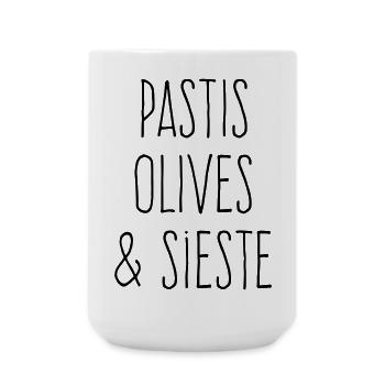 Pastis olives et sieste - Humour Sud - Grande tasse 440 ml - blanc - Devant
