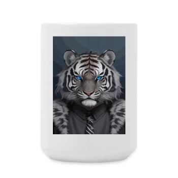 Tête de tigre royal noir et gris aux yeux bleus - Grande tasse 440 ml - blanc - Devant