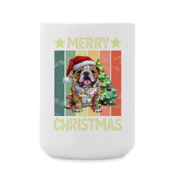 Chien bouledogue anglais Noël - Grande tasse 440 ml - blanc - Devant