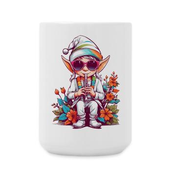 Elfe mit Flöte - Große Tasse 440 ml - Weiß - Vorne