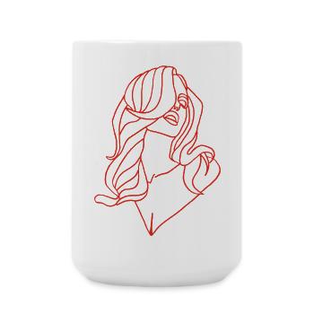 Portrait of a woman in red - Large Mug 440 ml - white - Front