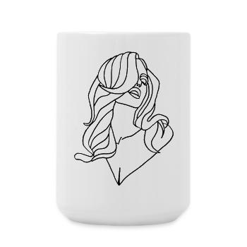 Portrait of a woman in black - Large Mug 440 ml - white - Front
