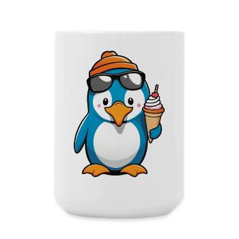 Pingouin décontracté avec glace - Motif drôle d’été - Grande tasse 440 ml - blanc - Devant