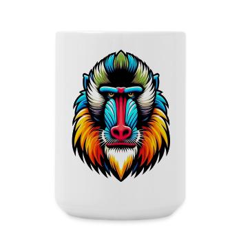Singe mandrill - Grande tasse 440 ml - blanc - Devant