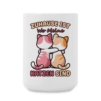 Lustiger Spruch Zuhause ist, wo meine Katzen sind - Große Tasse 440 ml - Weiß - Vorne
