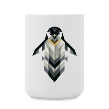 Pingouin géométrique – Élégance givrée - Grande tasse 440 ml - blanc - Devant