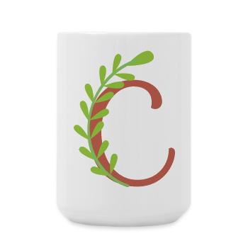 Eleganter Buchstabe 'C' mit Blumen - Große Tasse 440 ml - Weiß - Vorne