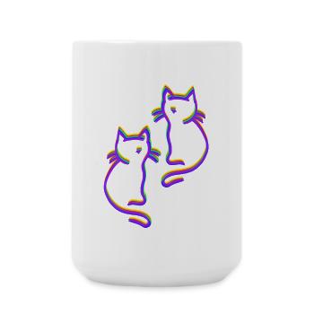 Regenbogen Katzen LGBT - Große Tasse 440 ml - Weiß - Vorne