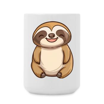 Niedliches entspanntes glückliches Faultier - entzückendes Cartoon-Design - Große Tasse 440 ml - Weiß - Vorne