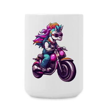 Unicorns Motorcyclist / Motorcycle Unicorn - Large Mug 440 ml - white - Front