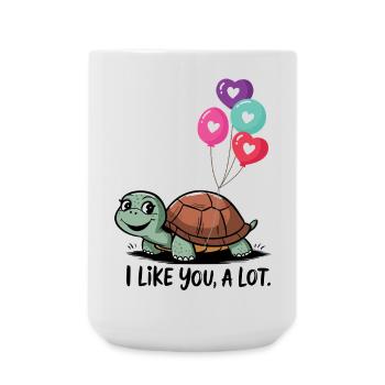 Turtle with Heart Balloons - Large Mug 440 ml - white - Front