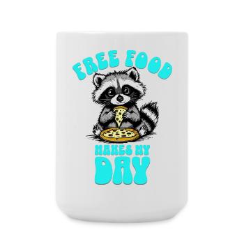 Free Food Makes My Day Waschbär racoon Shirt - Große Tasse 440 ml - Weiß - Vorne