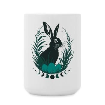 Lapin Ostara avec phases de lune Wicca Design - Grande tasse 440 ml - blanc - Devant