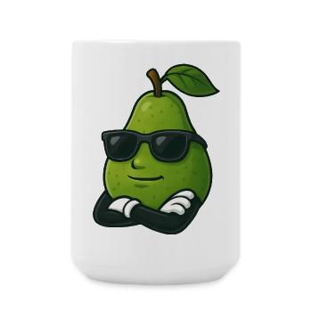 Cooler Cartoon Birne Guave Sommerfrucht Früchte - Große Tasse 440 ml - Weiß - Vorne