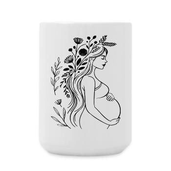 Schwangere Frau - Boho, personalisierbar - Große Tasse 440 ml - Weiß - Vorne