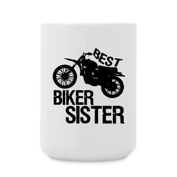 Biker Sister Motorrad Motorradfahrer Geschenk - Große Tasse 440 ml - Weiß - Vorne