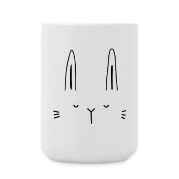 Idée cadeau visage de lapin lapin - Grande tasse 440 ml - blanc - Devant