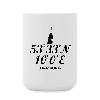 Hamburg Koordinaten Hamburger Michel - Große Tasse 440 ml - Weiß - Vorne