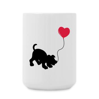hund mit Luftballon - herz doglover - Kindermotiv - Große Tasse 440 ml - Weiß - Vorne