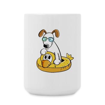 Hund Im Urlaub Mit Schwimmreif - Große Tasse 440 ml - Weiß - Vorne
