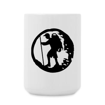 Un randonneur avec un sac à dos - Grande tasse 440 ml - blanc - Devant