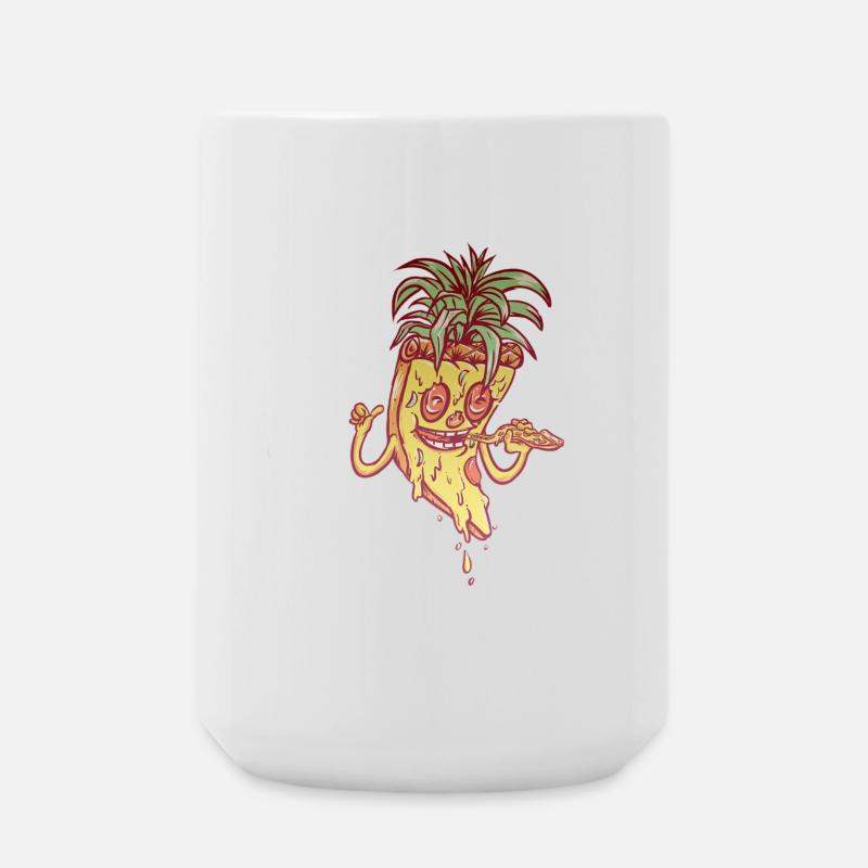 Funky Mascot Pineapple Pizza - Large Mug 440 ml - white