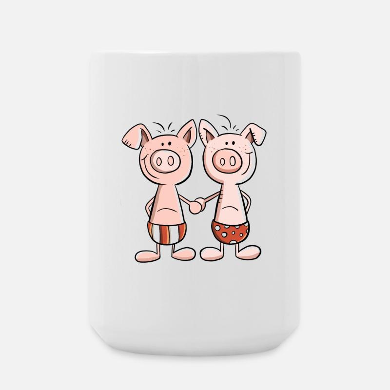 Beste Freunde Schweine Zwillinge Fun Geschenk - Große Tasse 440 ml - Weiß